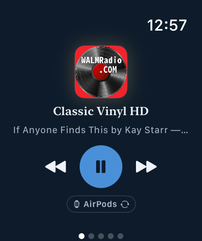 VikingRadio en Apple Watch reproduciendo via AirPods